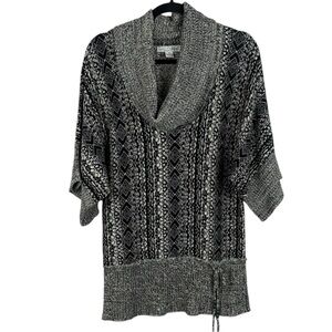 RXB Marled Black & White Cowl Neck Dolman Sleeve Medium Knit Sweater